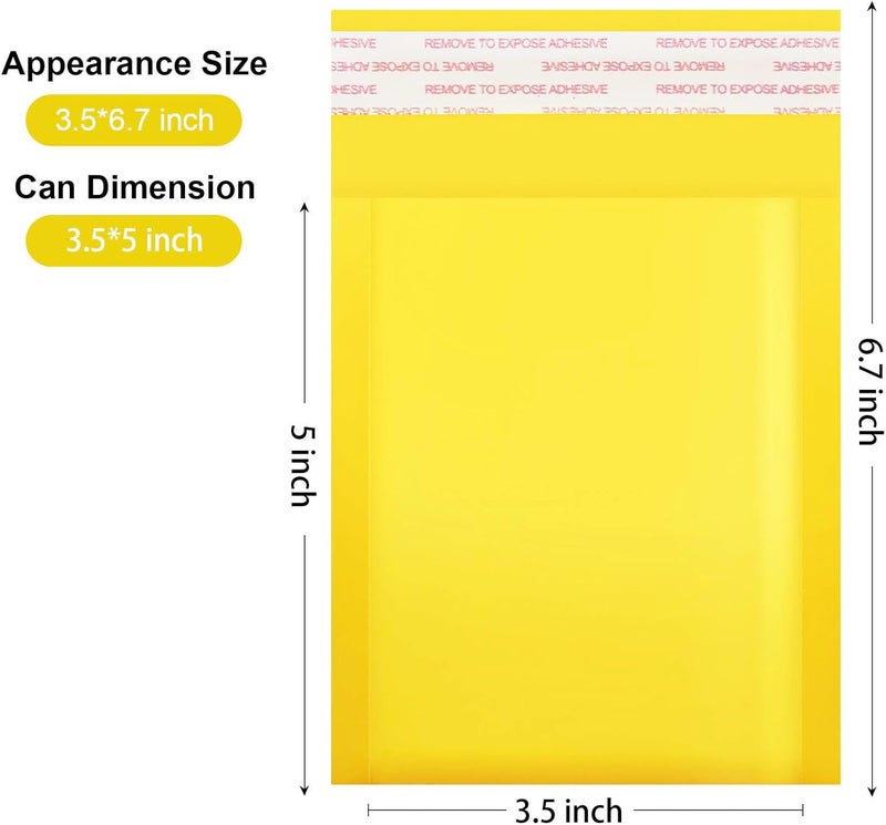 packbabol Kraft bubble mailers 3.5x5 Inch 50 Pack,Self-Sealing Paper Envelopes for Packaging,Strong Adhesion Envelope Mailers, Small Waterproof Cushioned Padded Shipping Bags Yellow #0000 - Image 2